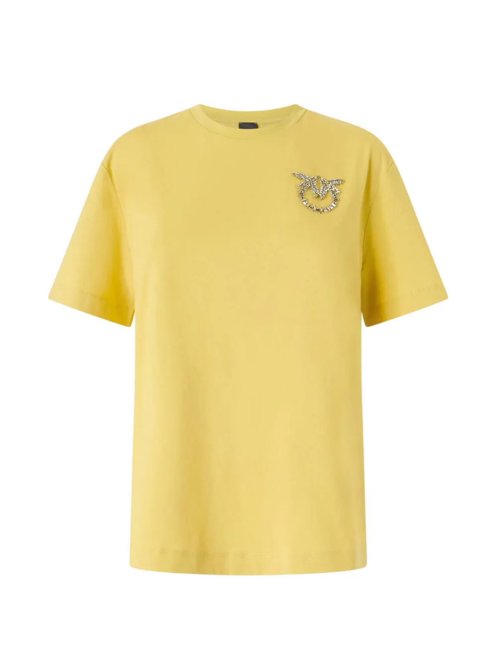 PINKO Love Birds T-shirt verfraaid met kristallen Geel
