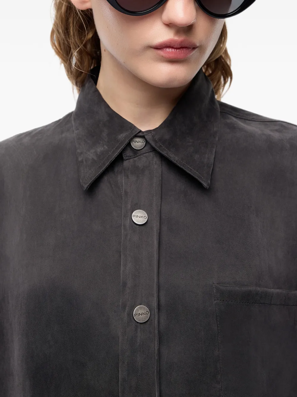 PINKO Twill blouse met fluweelachtig effect Grijs
