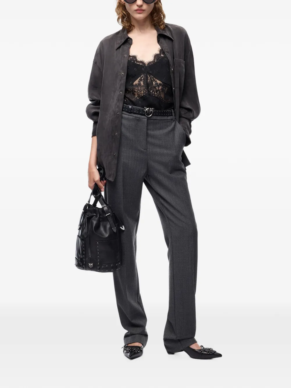 PINKO Twill blouse met fluweelachtig effect Grijs