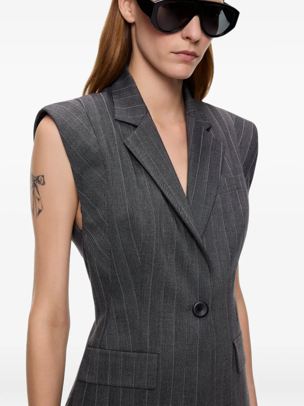 PINKO Gilet met krijtstreep en gewatteerde schouders Grijs