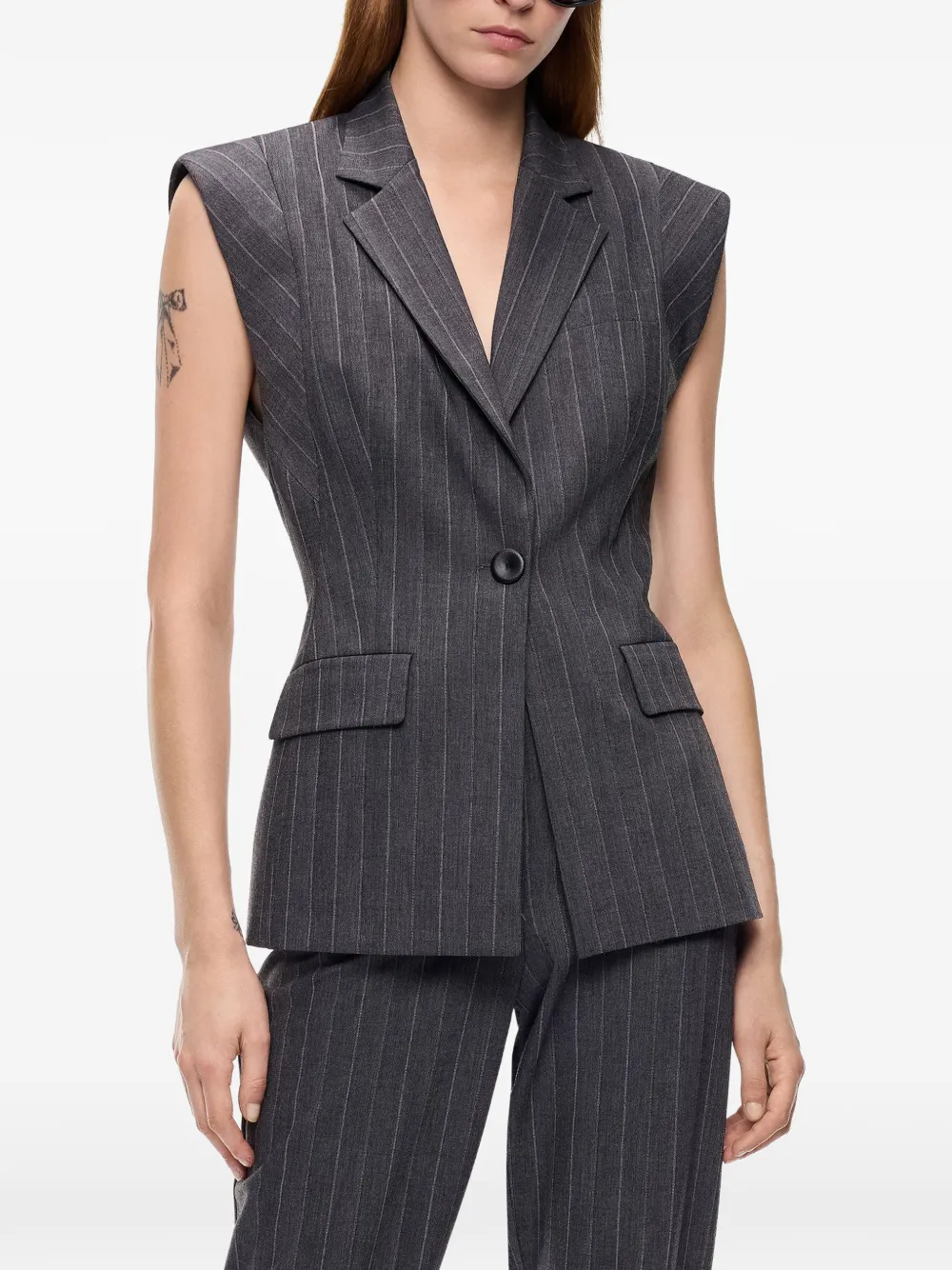 PINKO Gilet met krijtstreep en gewatteerde schouders Grijs