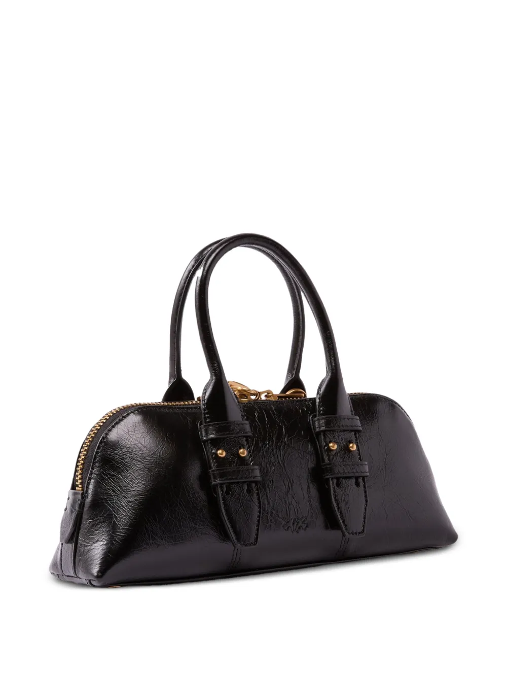 PINKO Love Birds leren shopper Zwart