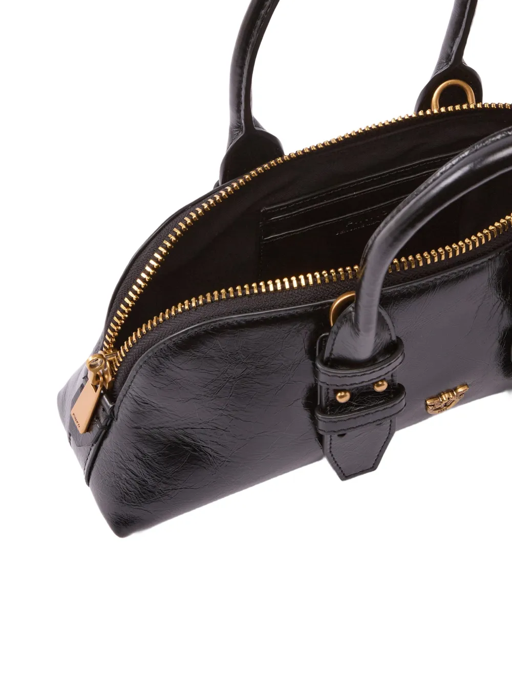 PINKO Love Birds leren shopper Zwart