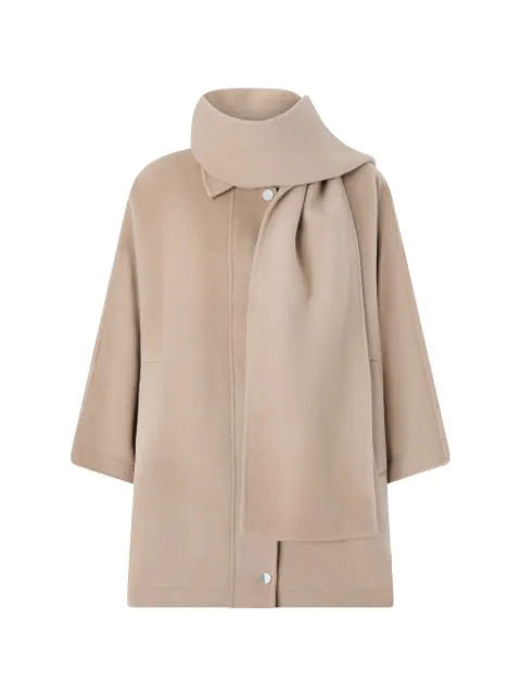 PINKO cape in double-layered wool-blend cloth with scarf
