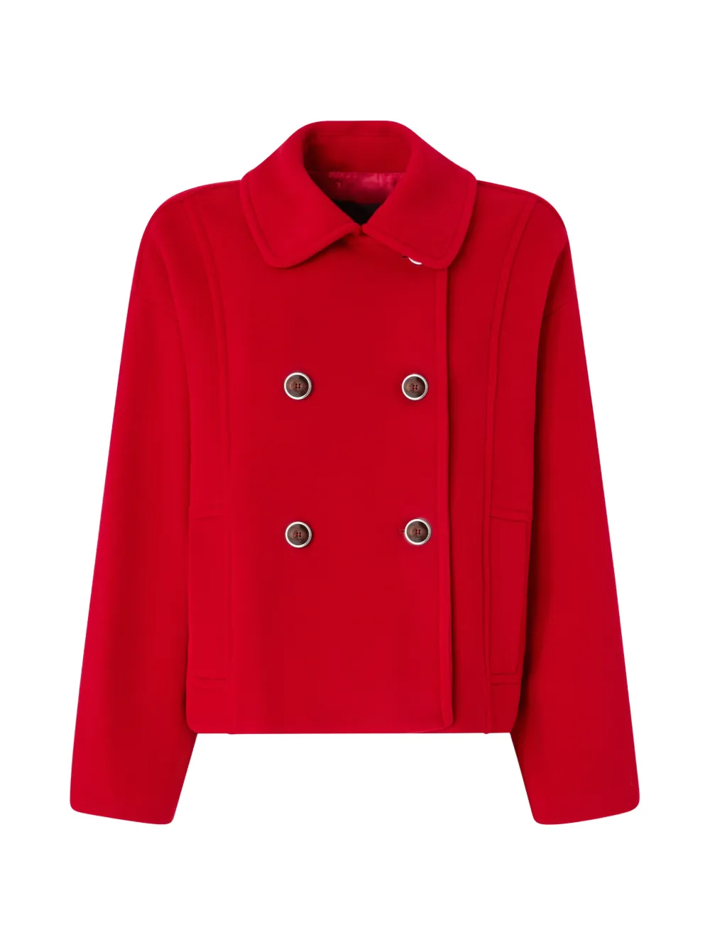 PINKO Cappotto doppiopetto in misto lana a doppio strato - Rosso