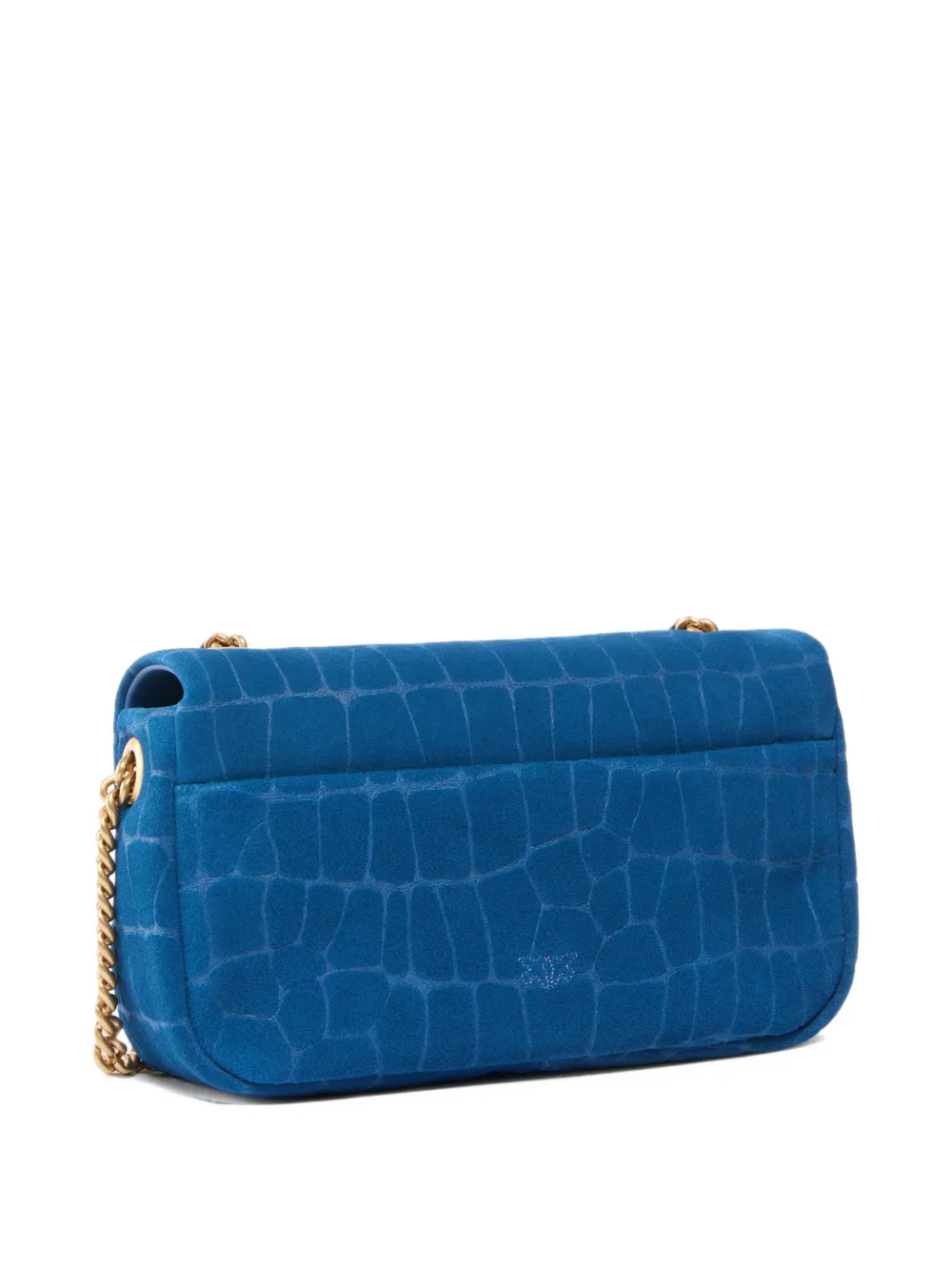 PINKO Mini Love Bag Click Soft Horizontal crossbody bag in crocodile-print leather Blauw