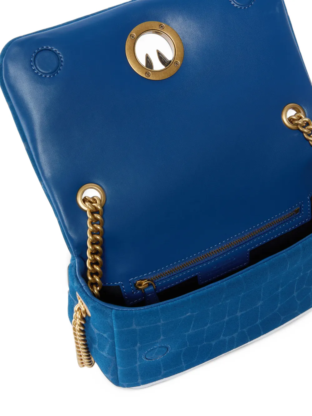 PINKO Mini Love Bag Click Soft Horizontal crossbody bag in crocodile-print leather Blauw