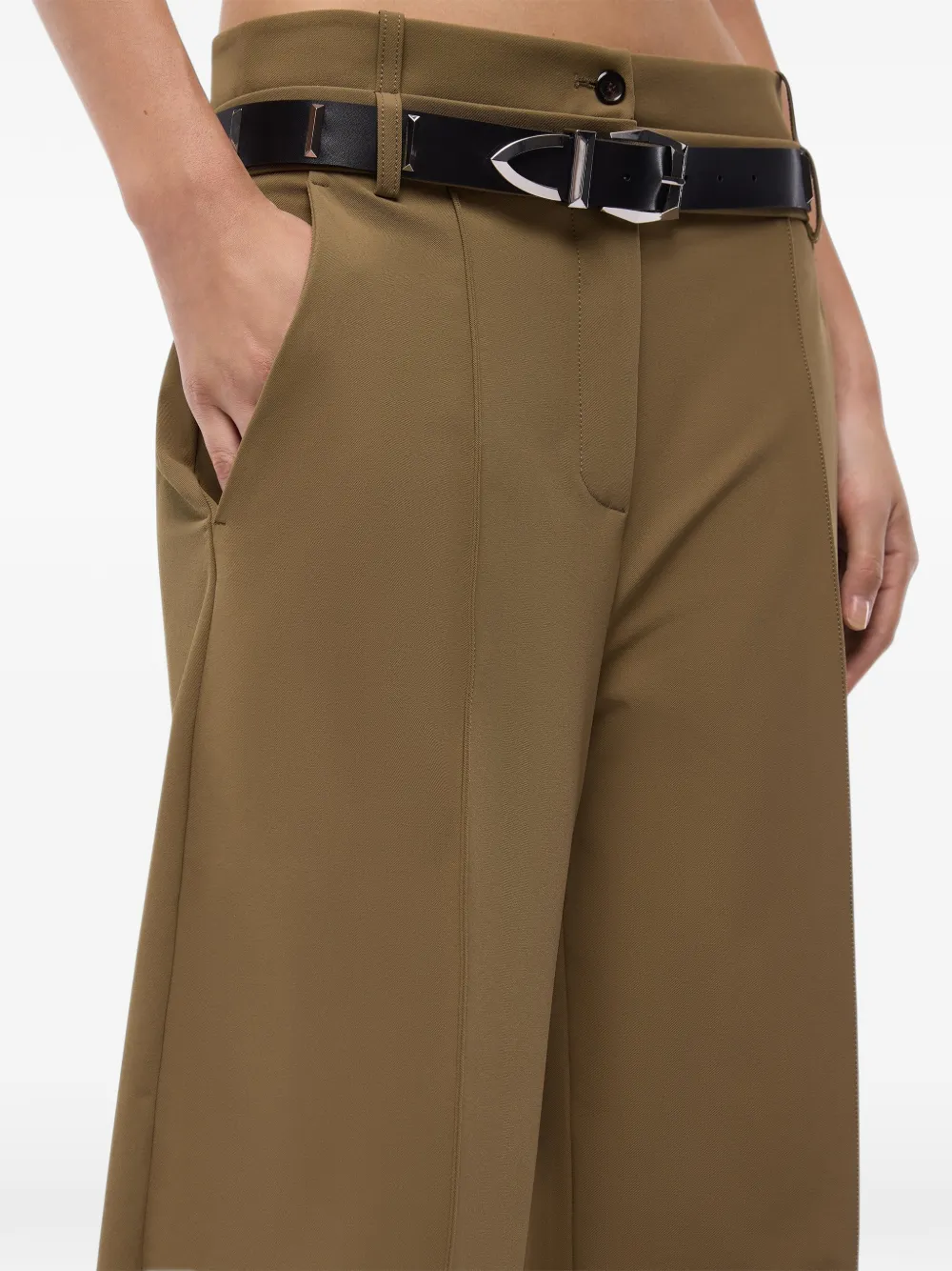 PINKO Broek met ceintuur en gesmockt detail Groen