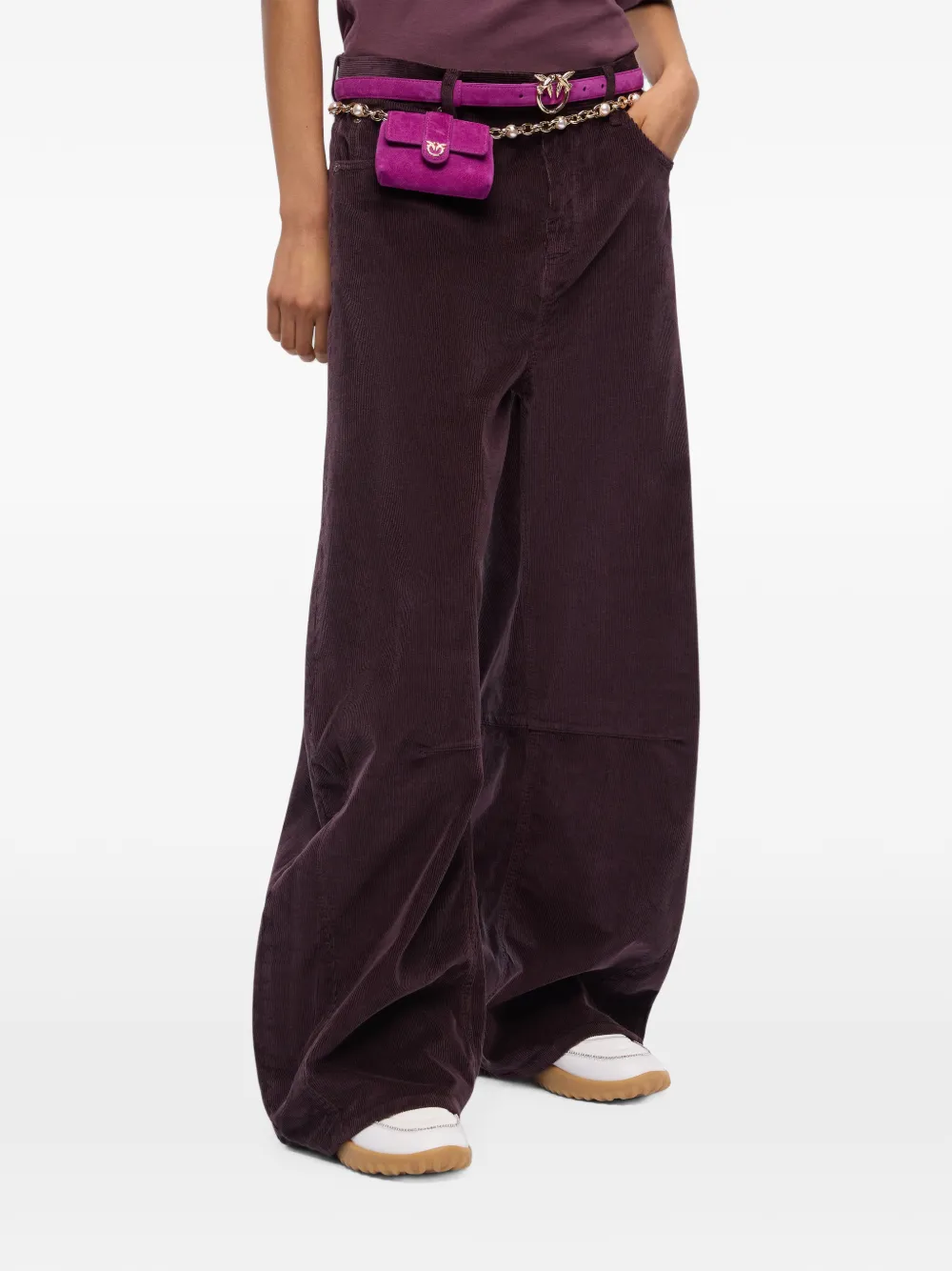 PINKO Ribfluwelen broek met barrelpijpen Paars