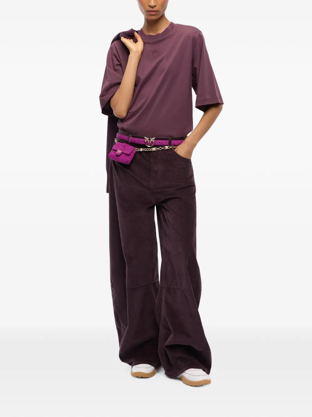 PINKO Ribfluwelen broek met barrelpijpen Paars