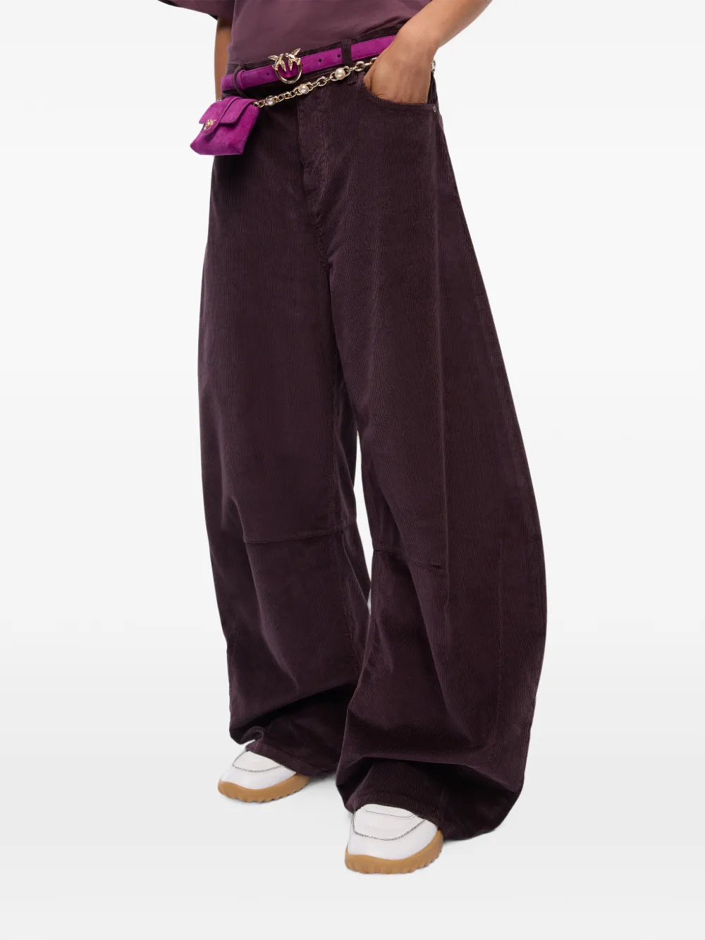 PINKO Ribfluwelen broek met barrelpijpen Paars