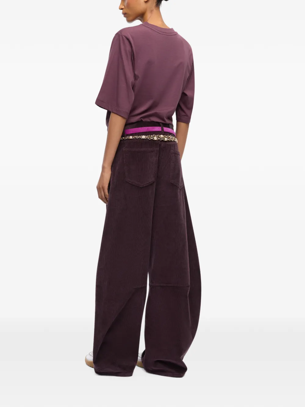 PINKO Ribfluwelen broek met barrelpijpen Paars
