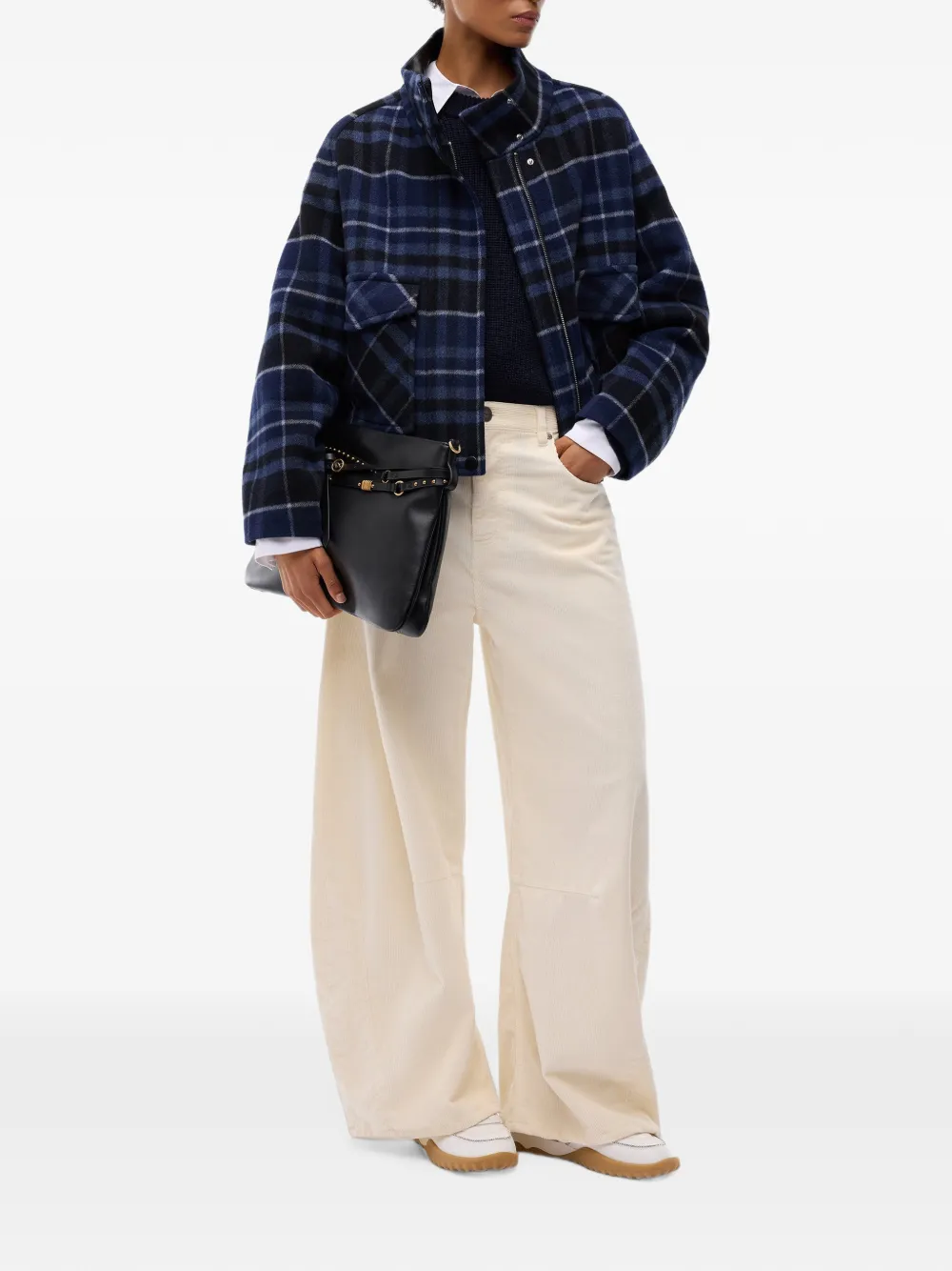 PINKO Cropped geruite jas Blauw