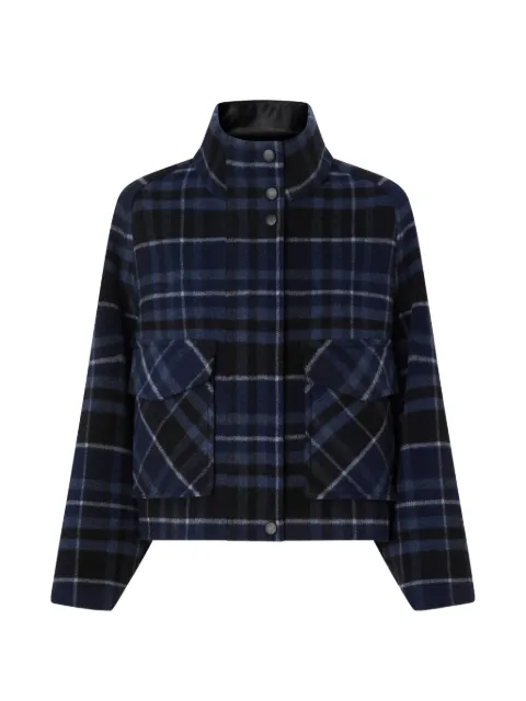 PINKO double-layered cloth pea coat with check pattern