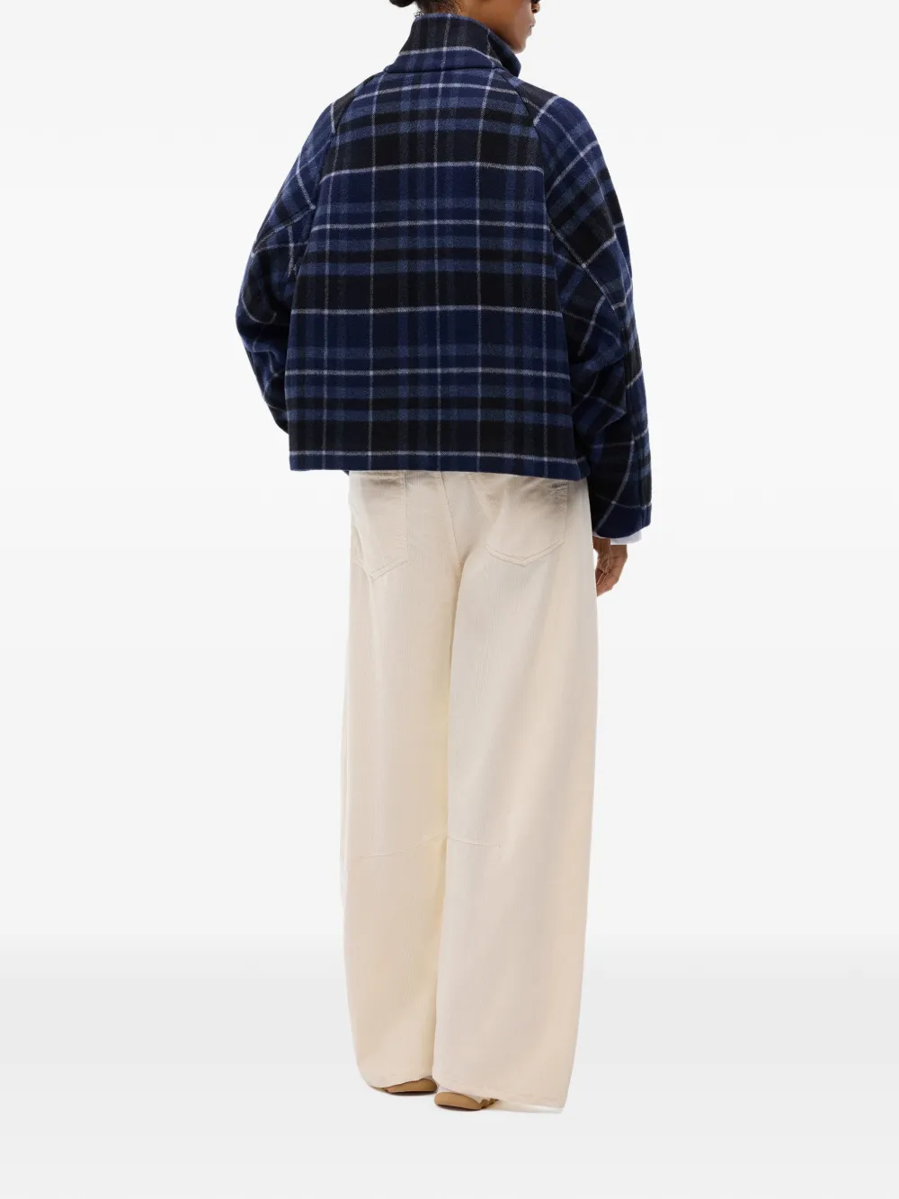 PINKO Cropped geruite jas Blauw