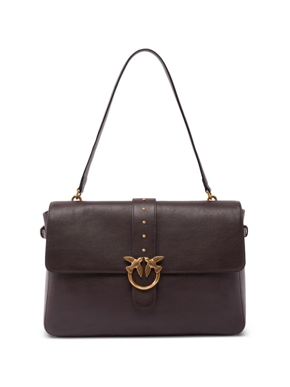 PINKO Love Birds Schultertasche mit Nieten - Braun