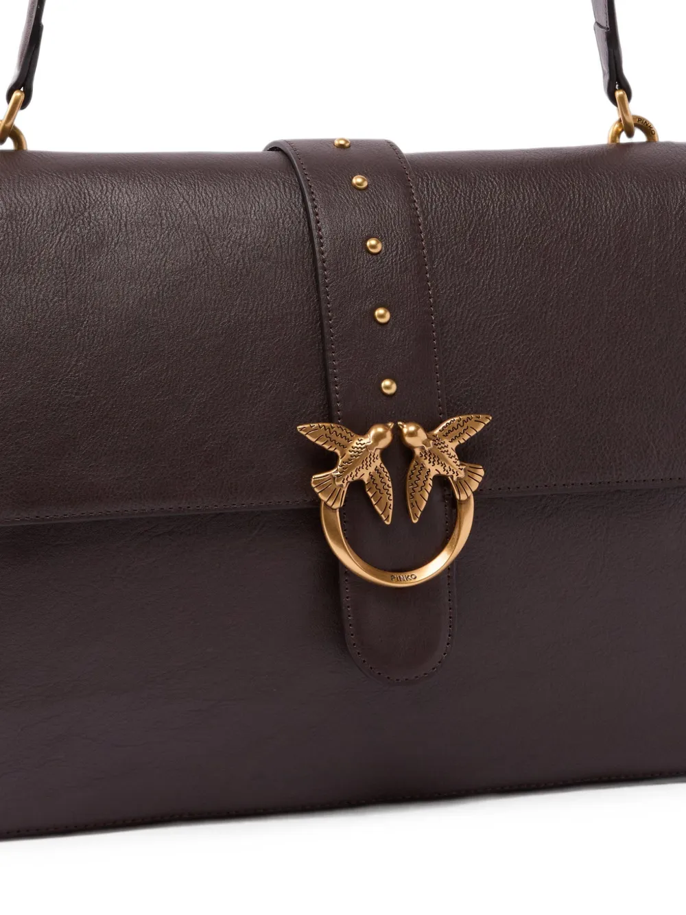 PINKO Love Birds schoudertas verfraaid met studs Bruin