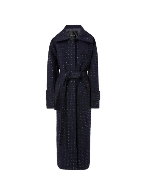 PINKO rhinestone-embellished belted coat