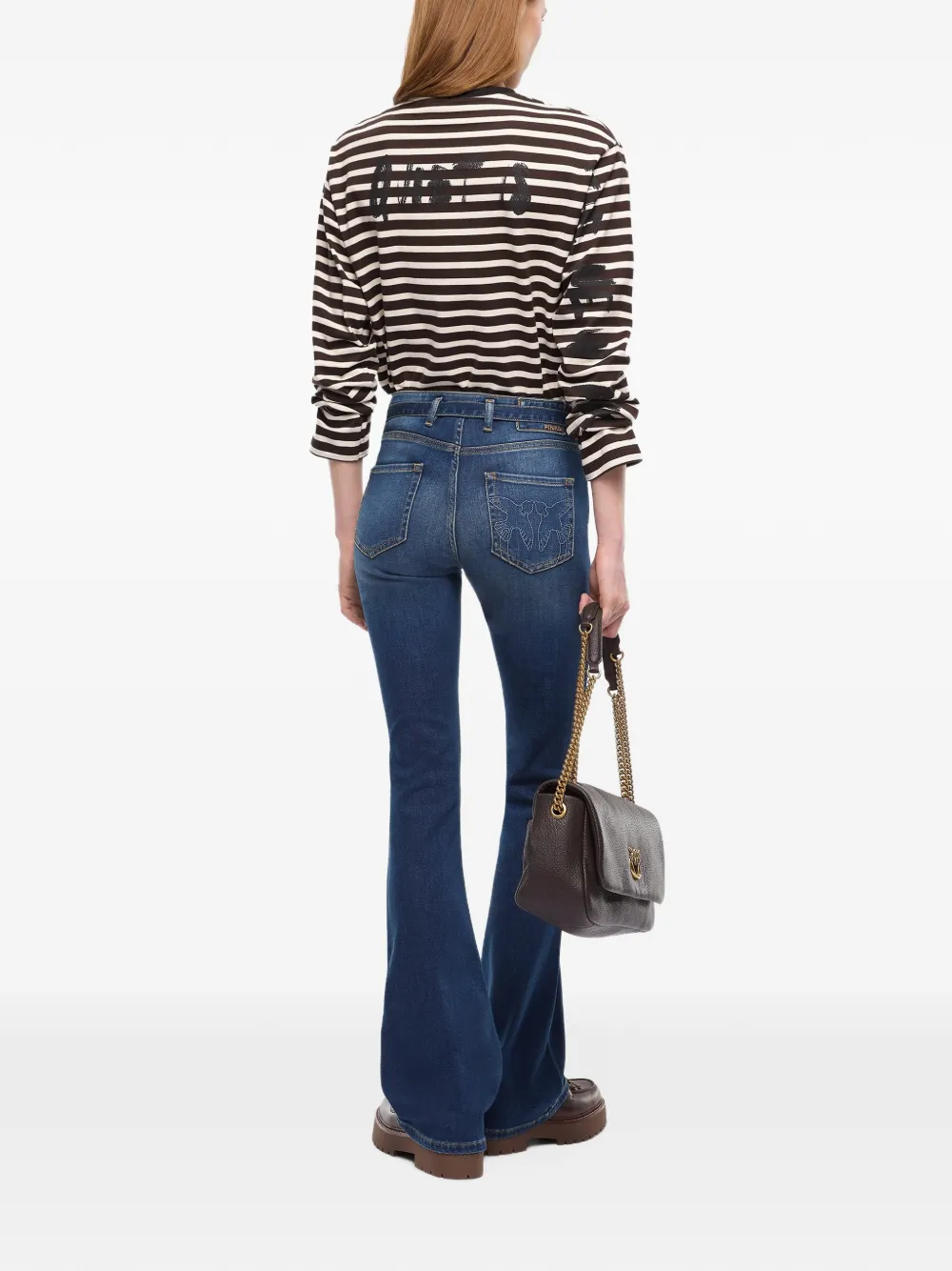 PINKO Gestreept T-shirt met lange mouwen Bruin