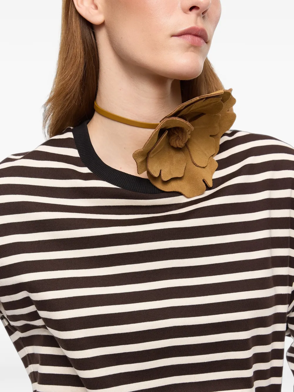 PINKO Gestreept T-shirt met lange mouwen Bruin