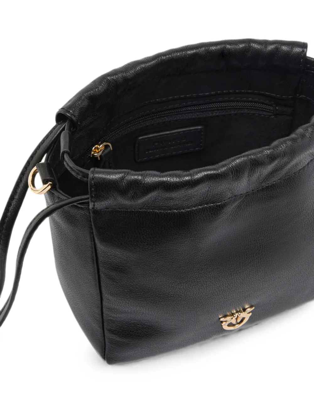 PINKO Leren tas met afwerking van imitatiebont Zwart