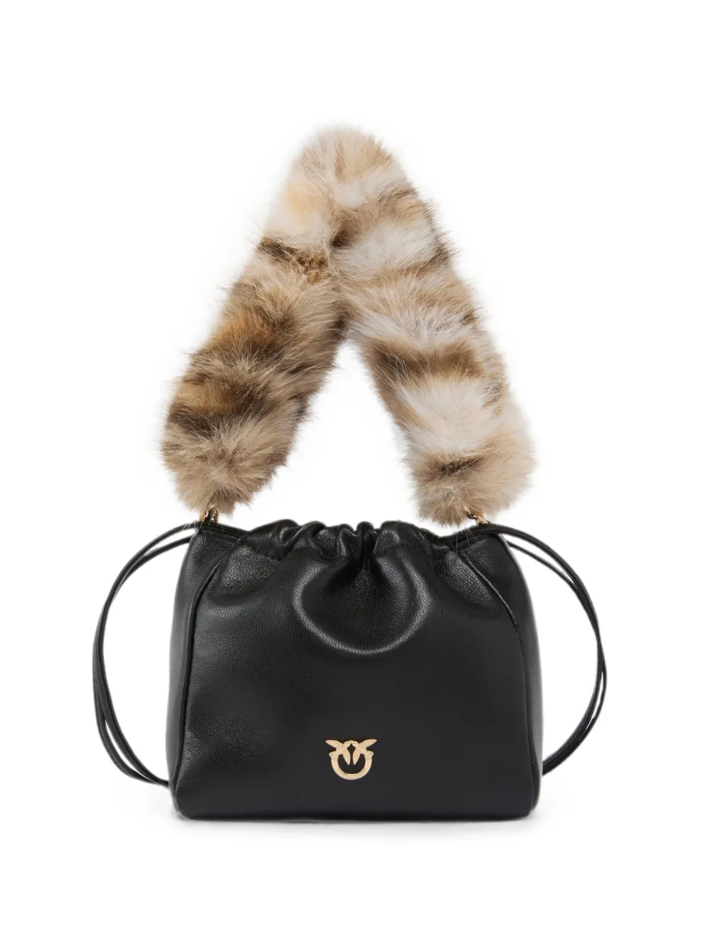 PINKO faux-fur trim leather bag
