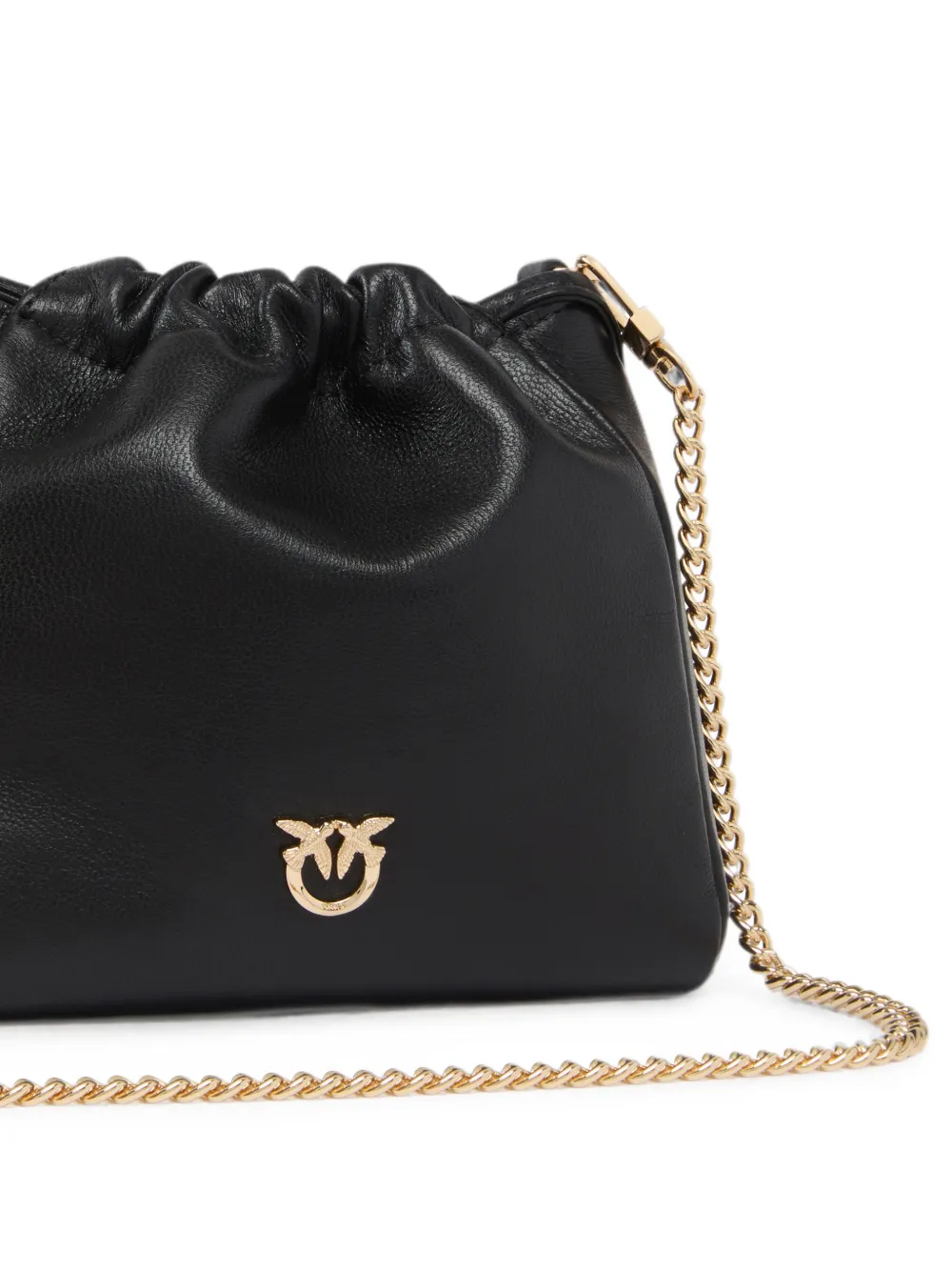 PINKO Leren tas met afwerking van imitatiebont Zwart