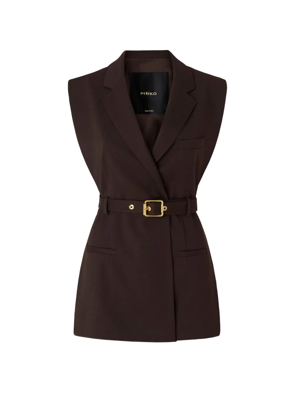 PINKO belted sleeveless jacket - Marrone