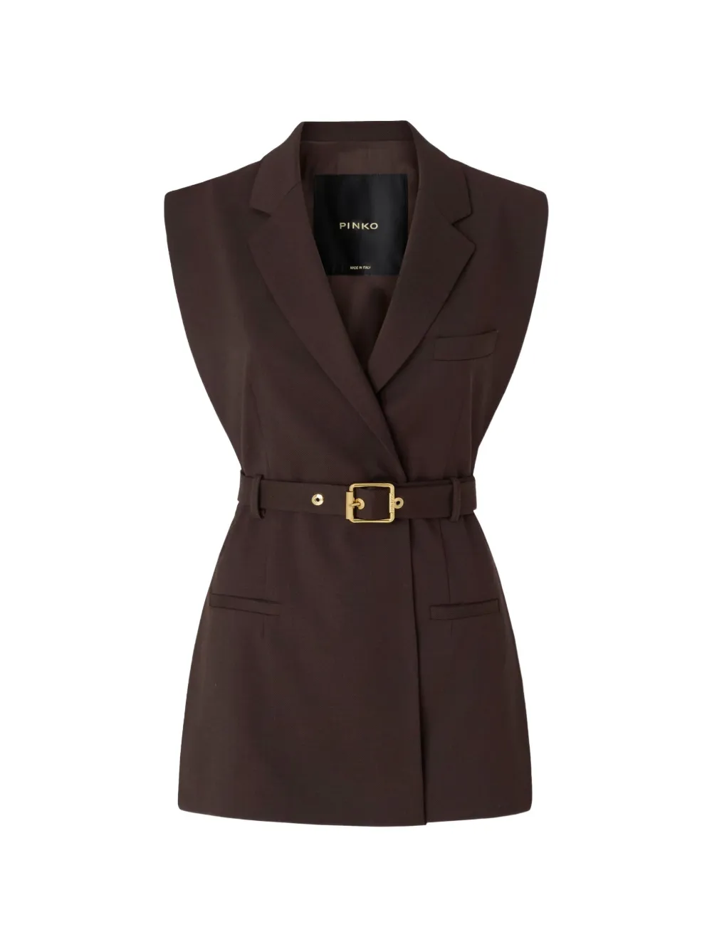 PINKO belted sleeveless jacket - Marrone