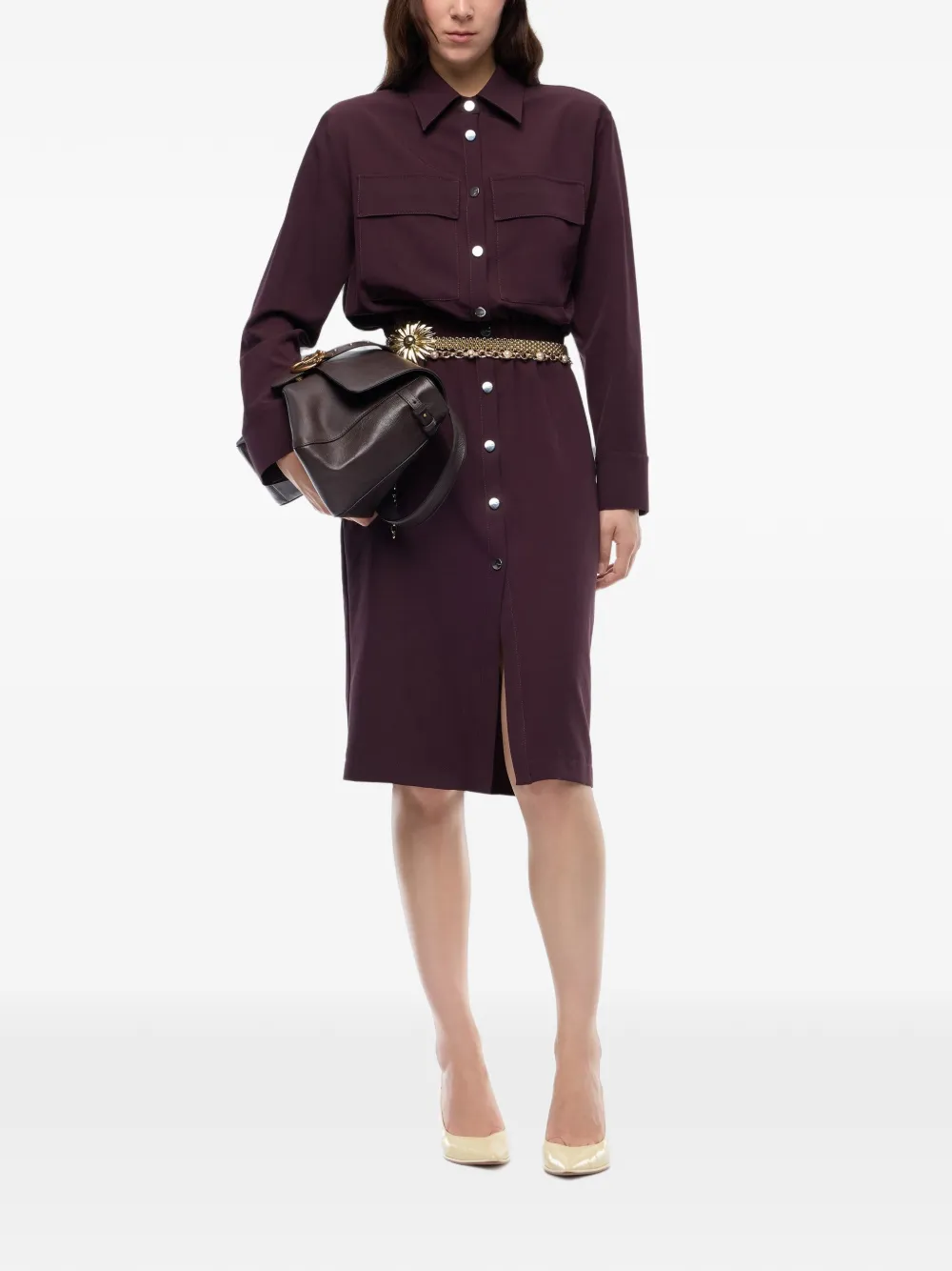PINKO Midi-jurk met elastische taille Paars