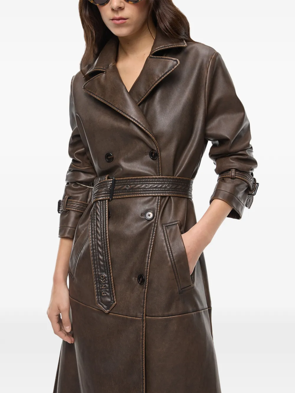 PINKO Trenchcoat met ceintuur Bruin