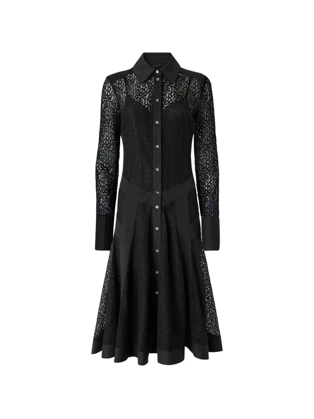 PINKO robe-chemise mi-longue en dentelle à empiècements - Noir PINKO robe-chemise mi-longue en dentelle à empiècements - Noir