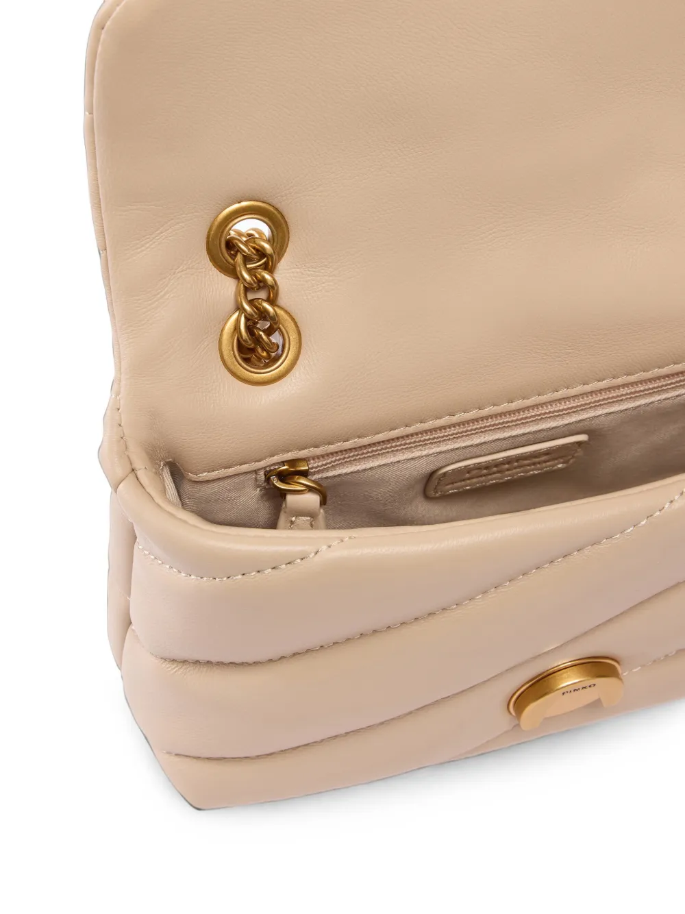 PINKO Baby Love Puff maxi gewatteerde schoudertas met gesp Beige