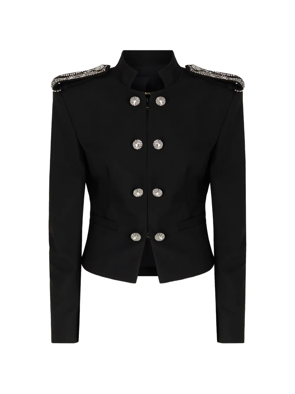 Pinko Crystal-embellished Double-breasted Jacket In Black