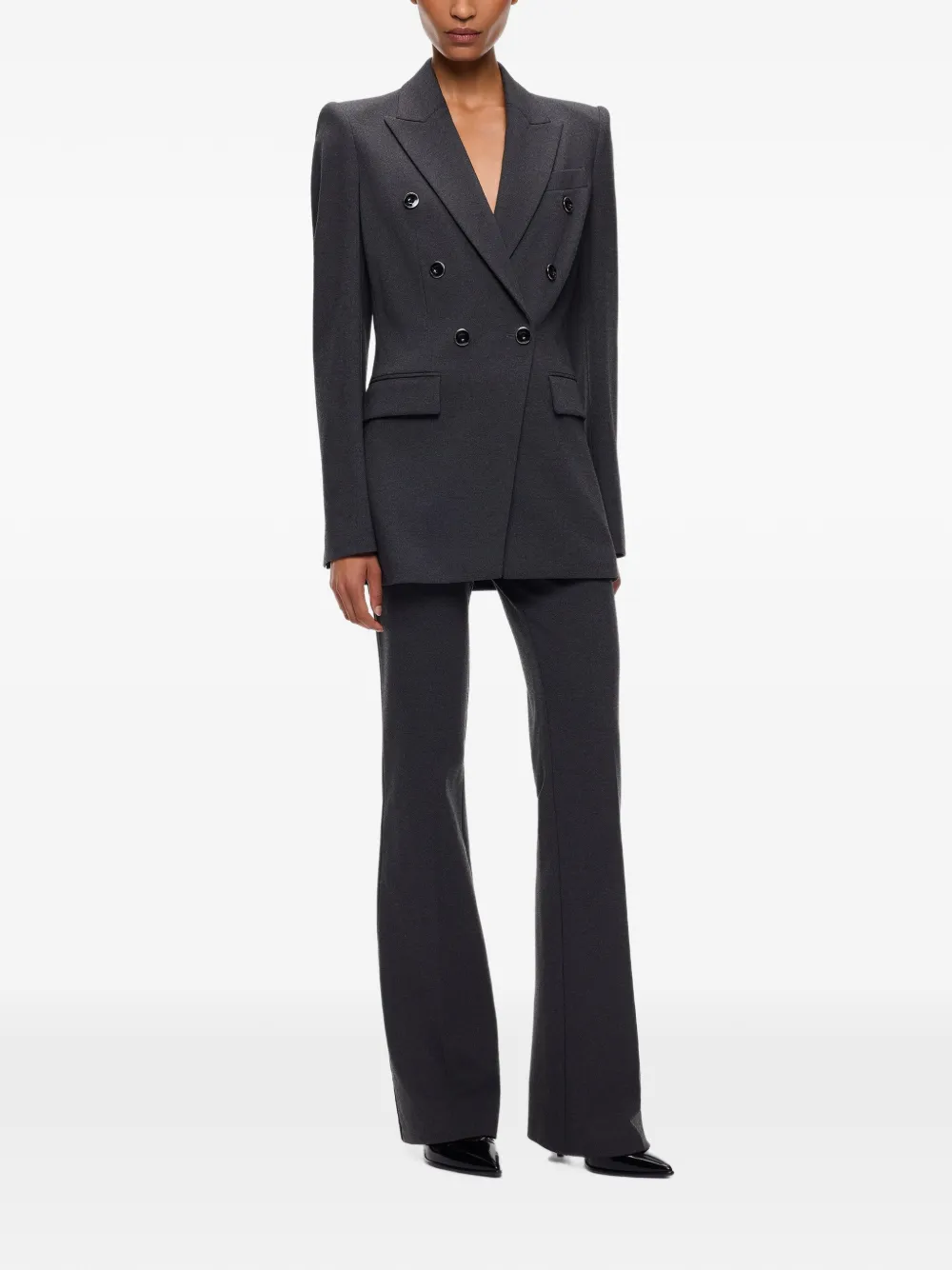 PINKO Hibiscus blazer met dubbele rij knopen en puntige revers Grijs