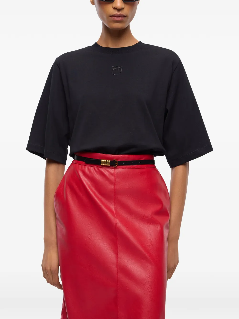 PINKO T-shirt with wide sleeves and Love Birds logo - Schwarz