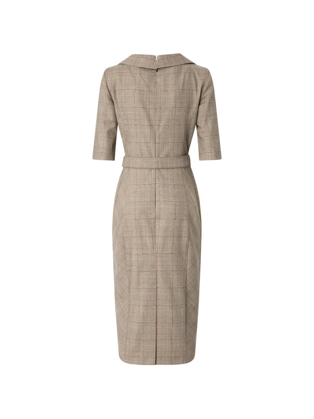 PINKO Prince of Wales geruite midi-jurk met ceintuur Beige