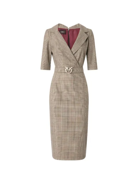 PINKO Prince of Wales-check belted midi dress