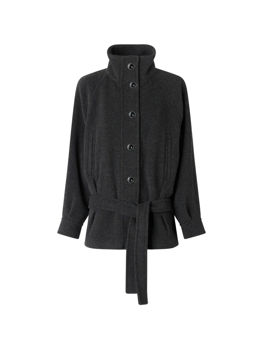 PINKO belted funnel-neck coat - Grey