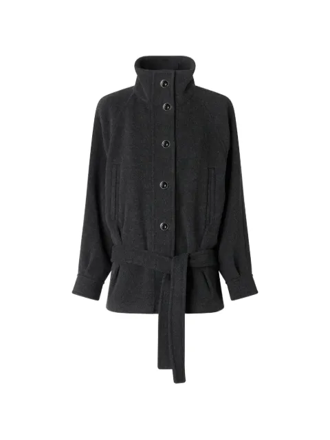 PINKO wool-blend pea coat with high neck and belt