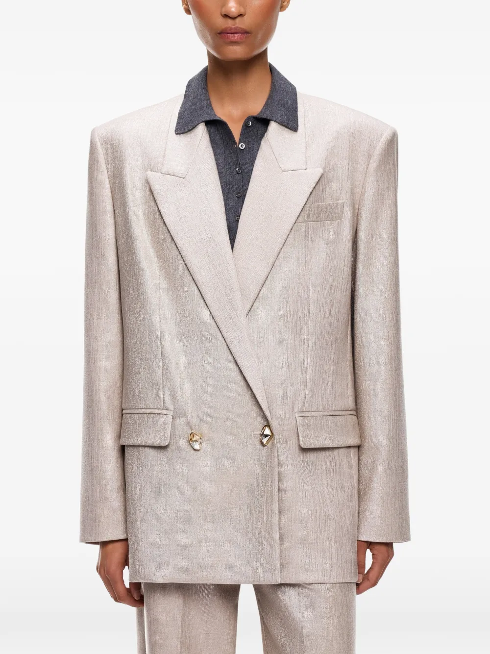 PINKO Wollen jack met dubbele rij knopen Beige