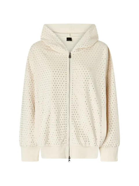 PINKO rhinestone-embellished zip-up hoodie