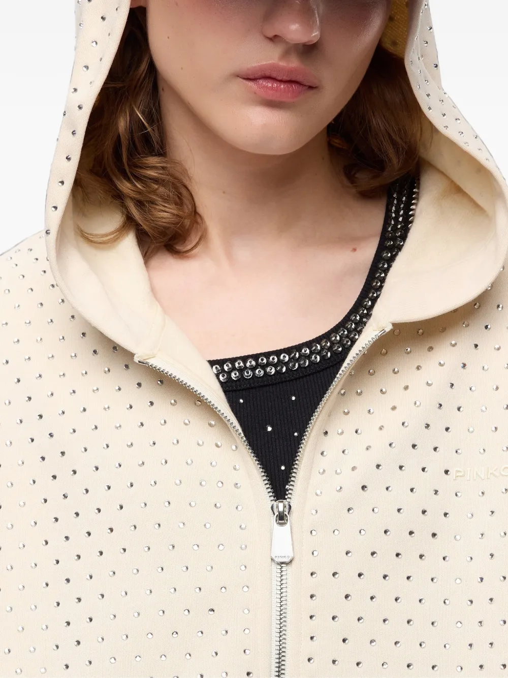PINKO Hoodie verfraaid met stras Beige