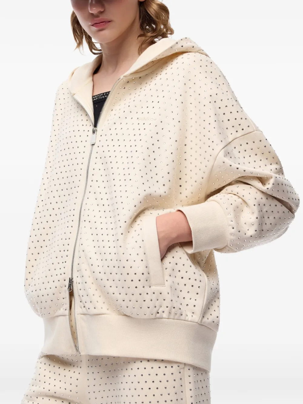 PINKO Hoodie verfraaid met stras Beige