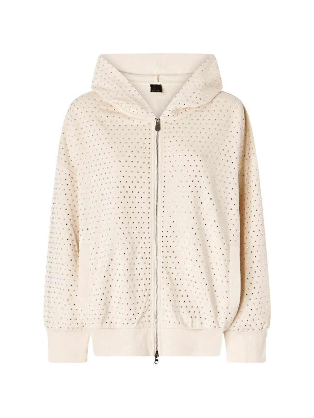 PINKO rhinestone-embellished zip-up hoodie