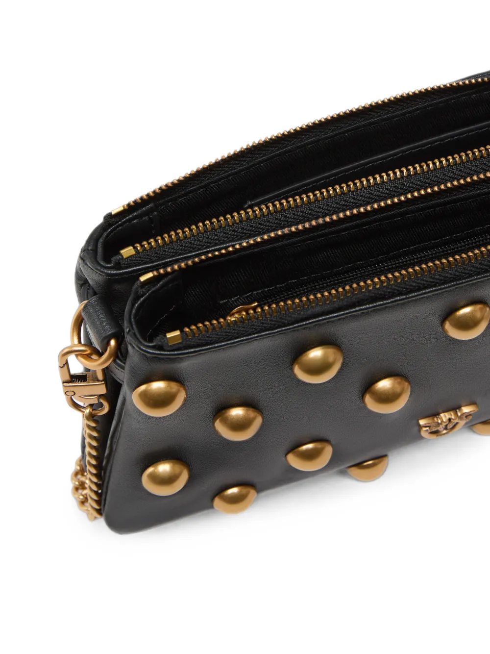 PINKO Double Bag leren mini-crossbodytas met maxi-studs Zwart