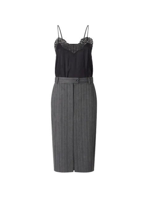 PINKO vestido midi con ribete de encaje