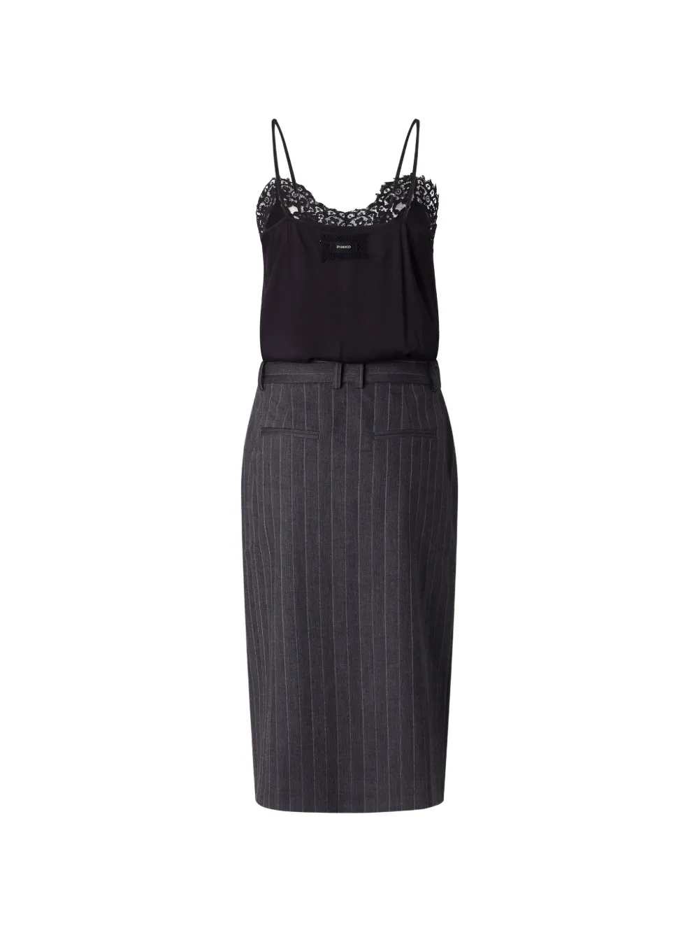 PINKO midi-jurk met krijtstreep en kanten afwerking Grijs