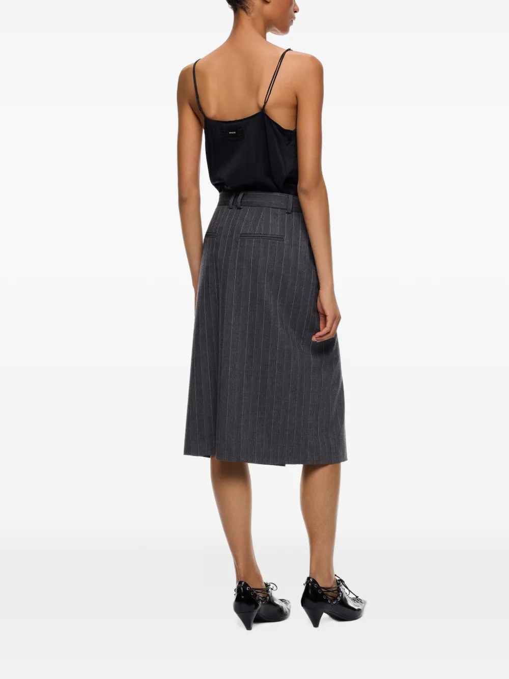 PINKO midi-jurk met krijtstreep en kanten afwerking Grijs