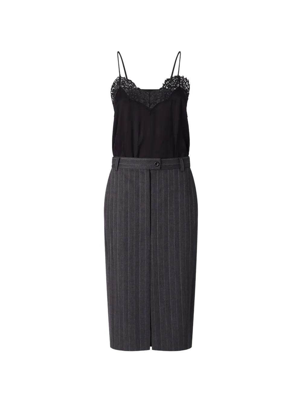PINKO midi-jurk met krijtstreep en kanten afwerking Grijs